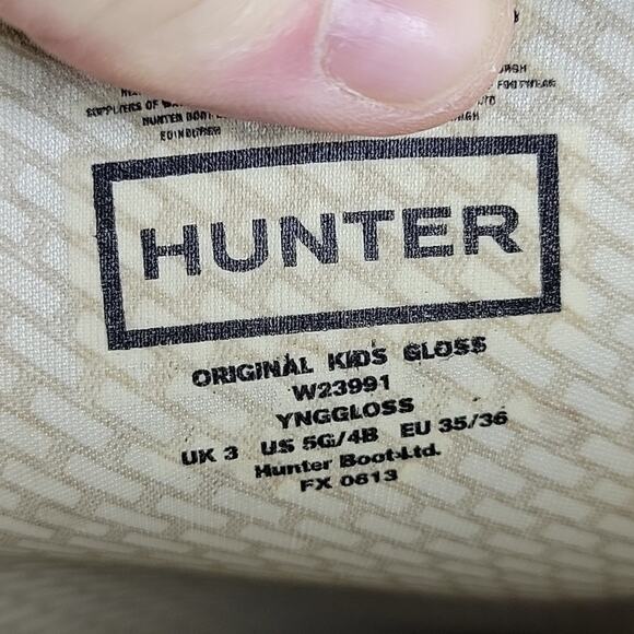 Hunter Original Purple Tall Gloss Rain Boots Girls 5G - Picture 12 of 14